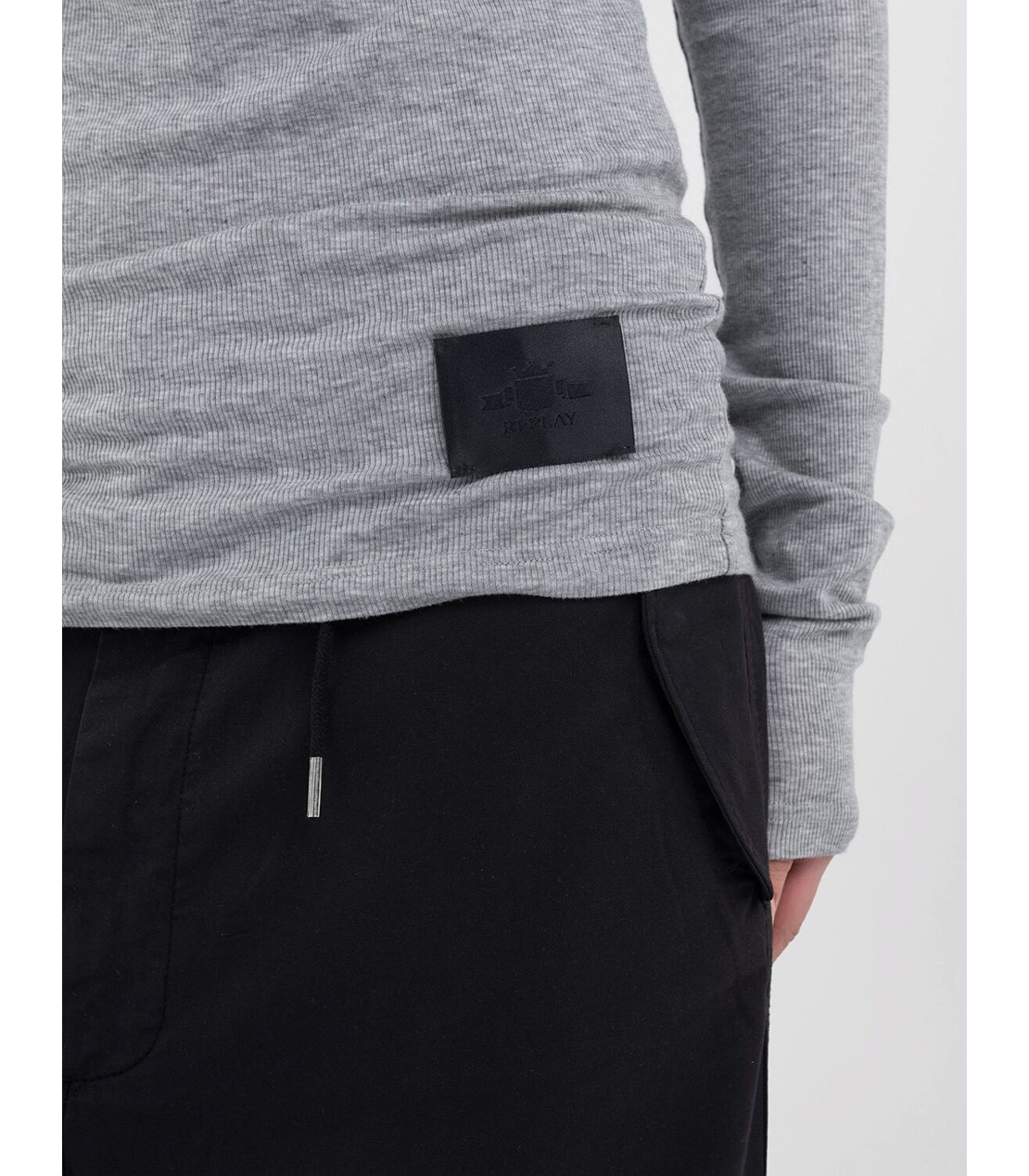 スリムフィットテンセルハイネックロングTシャツ 詳細画像 グレーメランジ 4